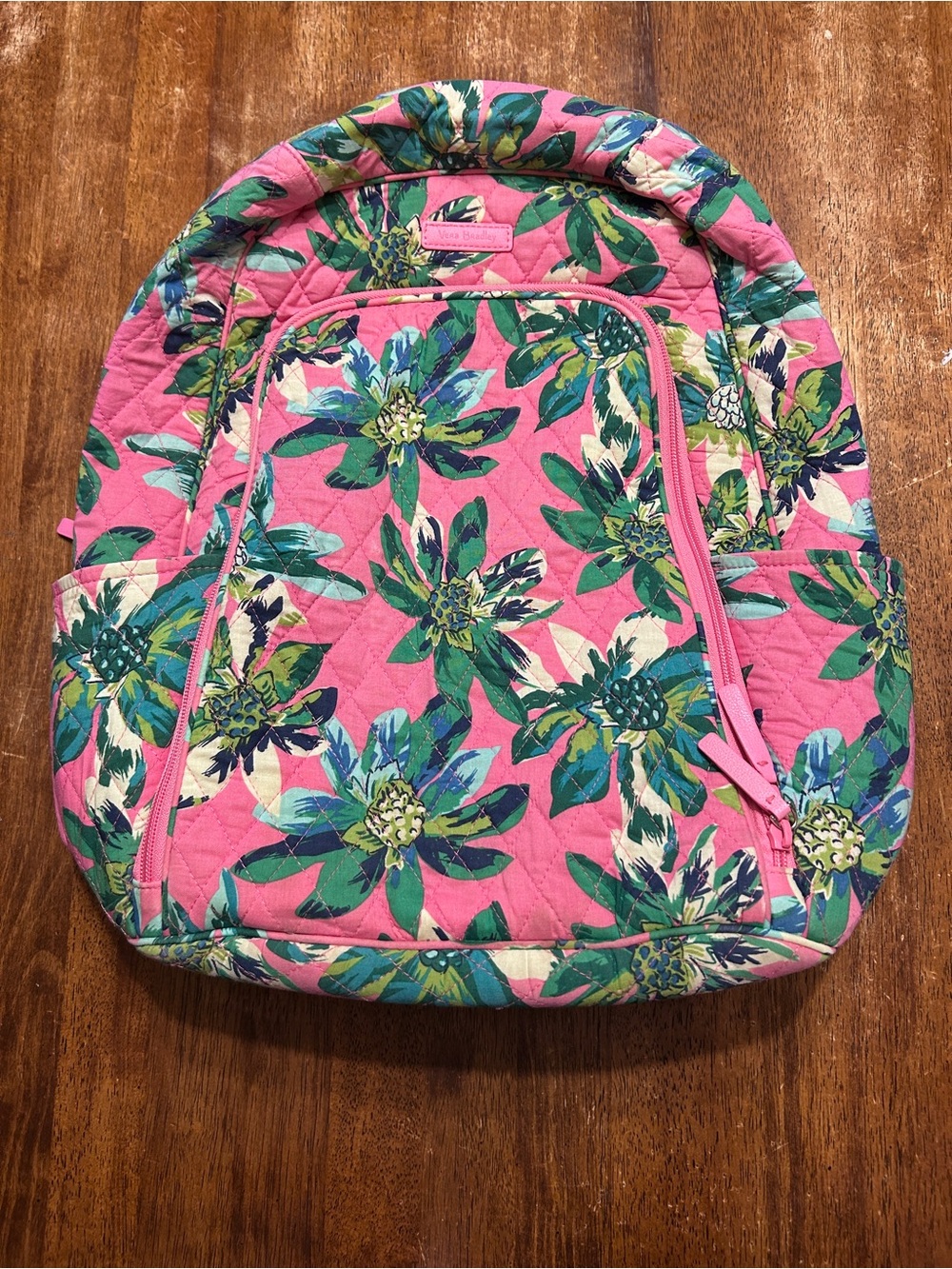Vera Bradley Pink Quilted Campus Laptop Backpack Retired Tropical Paradise